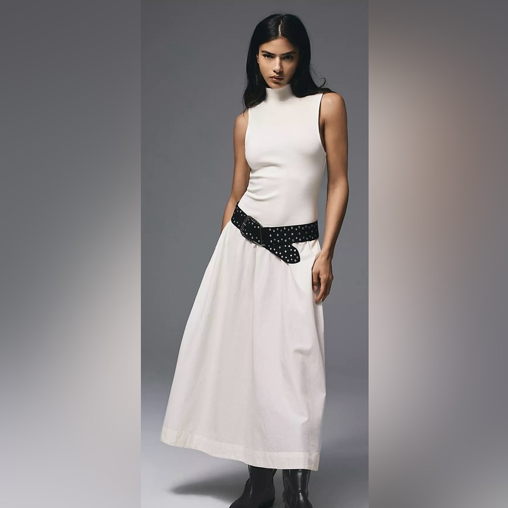 White Pepita Midi Dress from Free People